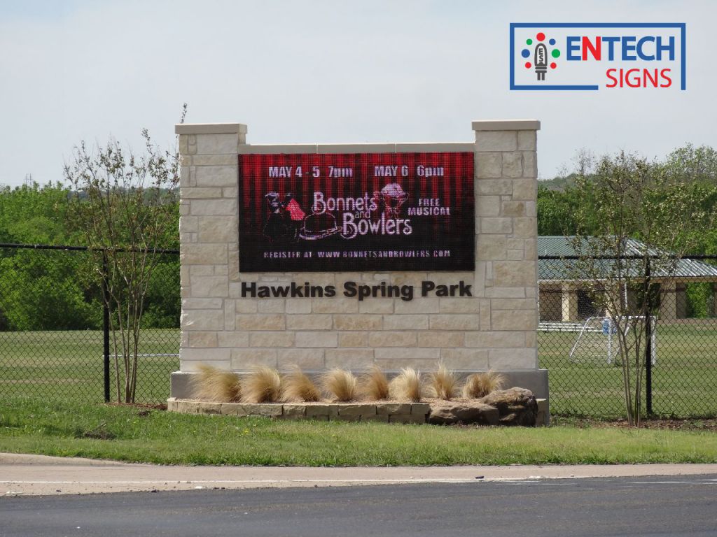 Eye-Catching LED Sign Gets Lots of Attention at Busy Intersection in the City of Midlothian in Front of Hawkins Spring Park! 